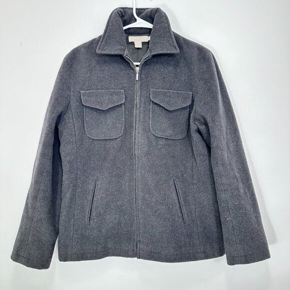 J. Crew Dark Grey Wool Blend Collared 90s Winter Utility Jacket Coat Women's M - Picture 1 of 6